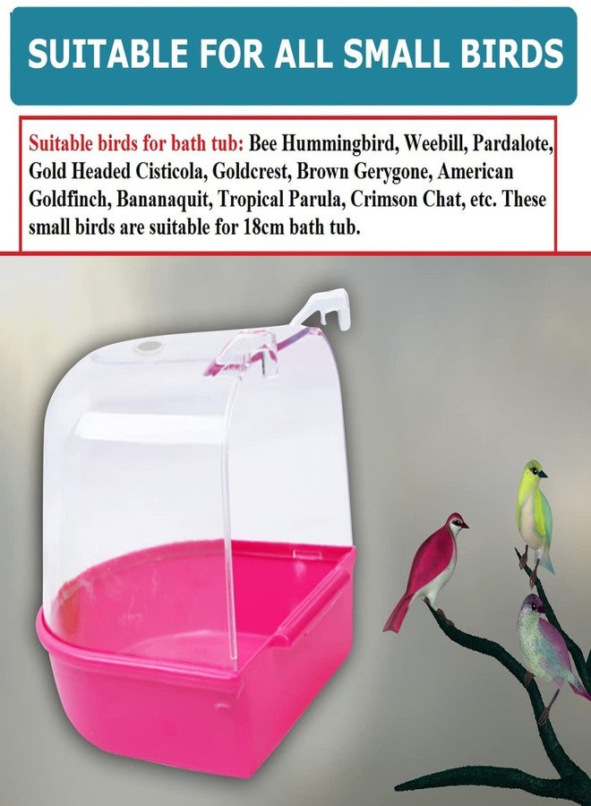 Western Era Bird Bath Tub Hanging Covered Durable & Non-Toxic - Birdcage Outside Bathing Tub for Small Brids Budgerigar Canary Parrots - Bird Cage Accessories (Pink) - Image 5